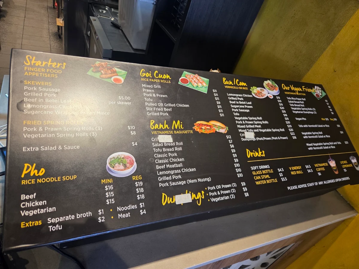 Menu, Saigon Summer Newtown