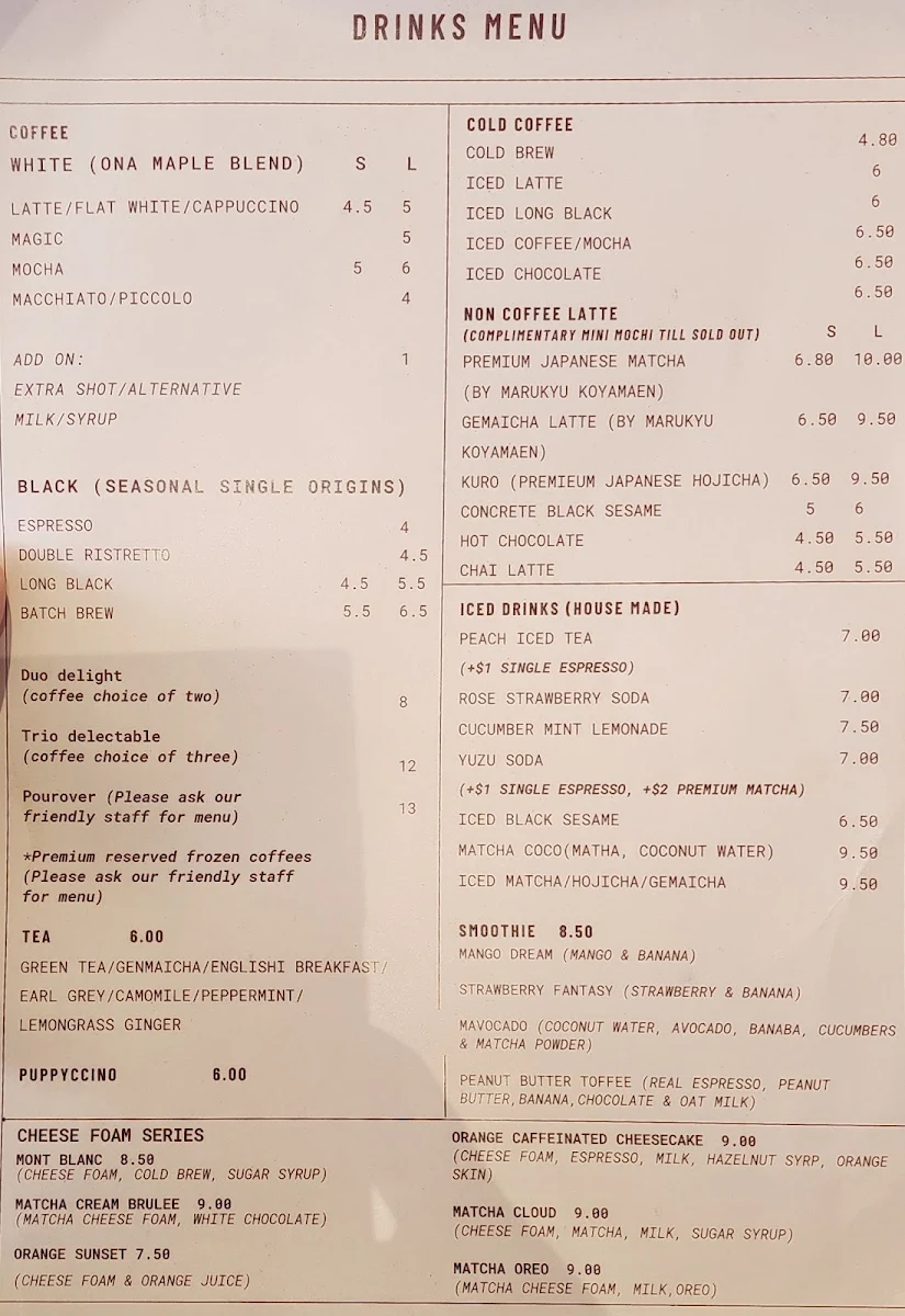 Menu, Yuna Cafe & Restaurant