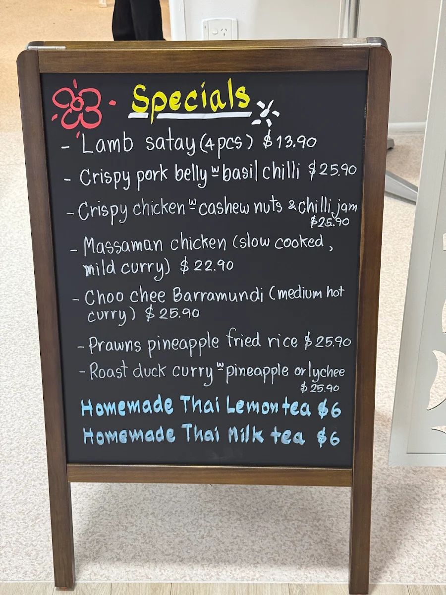 Menu, Menu Thai Cuisine (Edge Hill)