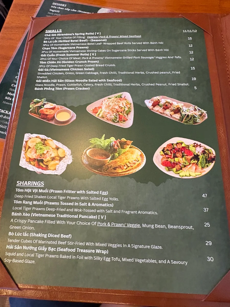 Menu, Com Nha Vietnamese Restaurant