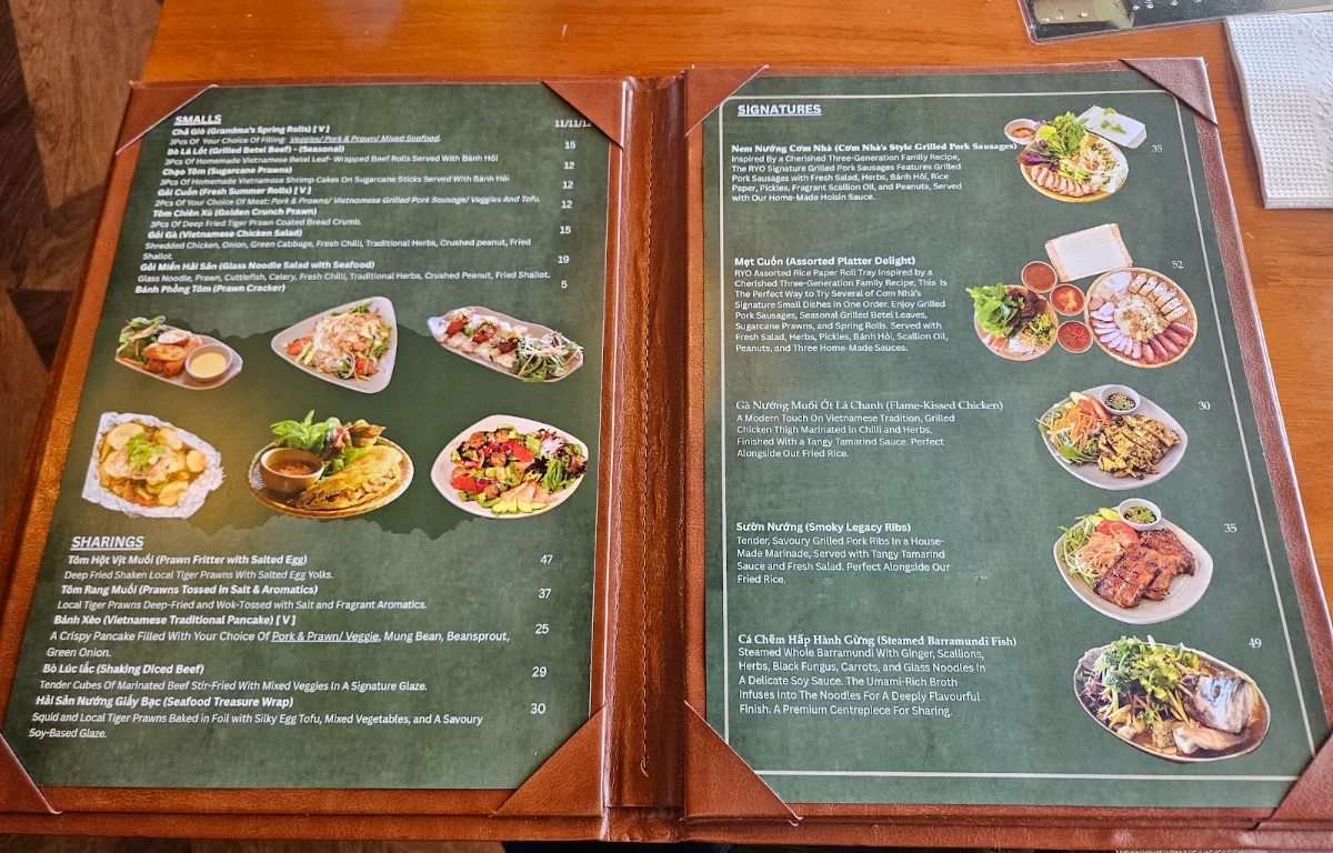 Menu, Com Nha Vietnamese Restaurant