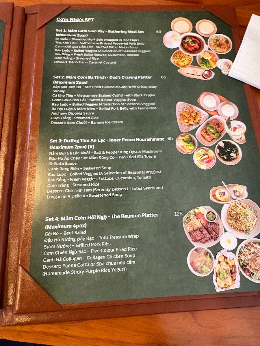 Menu, Com Nha Vietnamese Restaurant