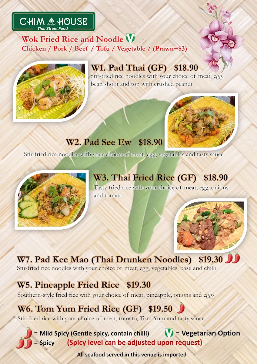 Menu, Chim House Thai Street Food
