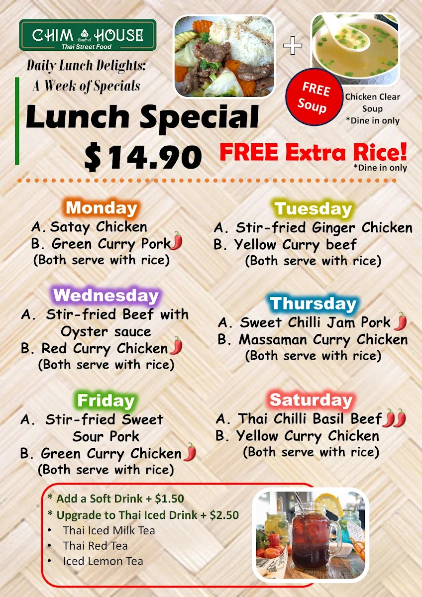 Menu, Chim House Thai Street Food