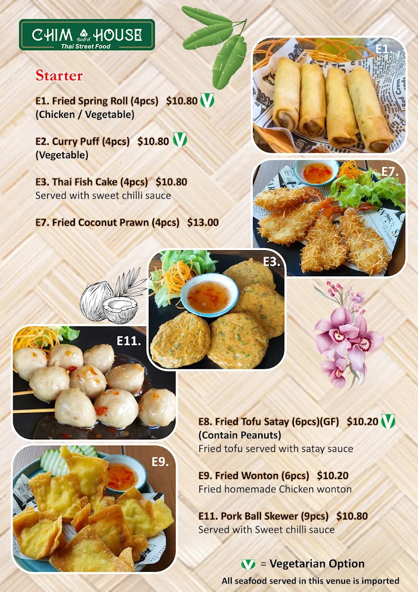 Menu, Chim House Thai Street Food