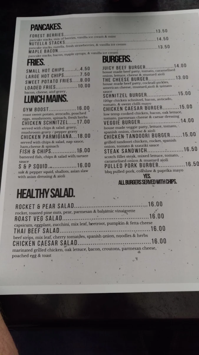 Menu, North Grounds Co