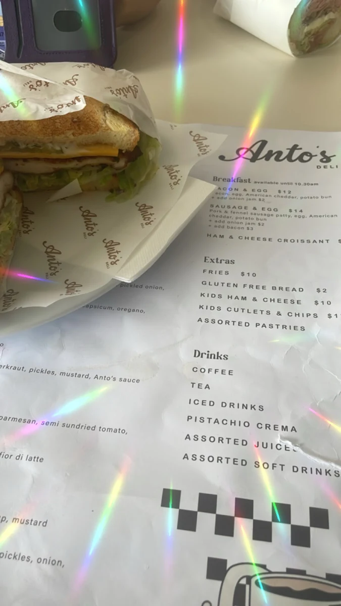 Menu, Anto's Deli