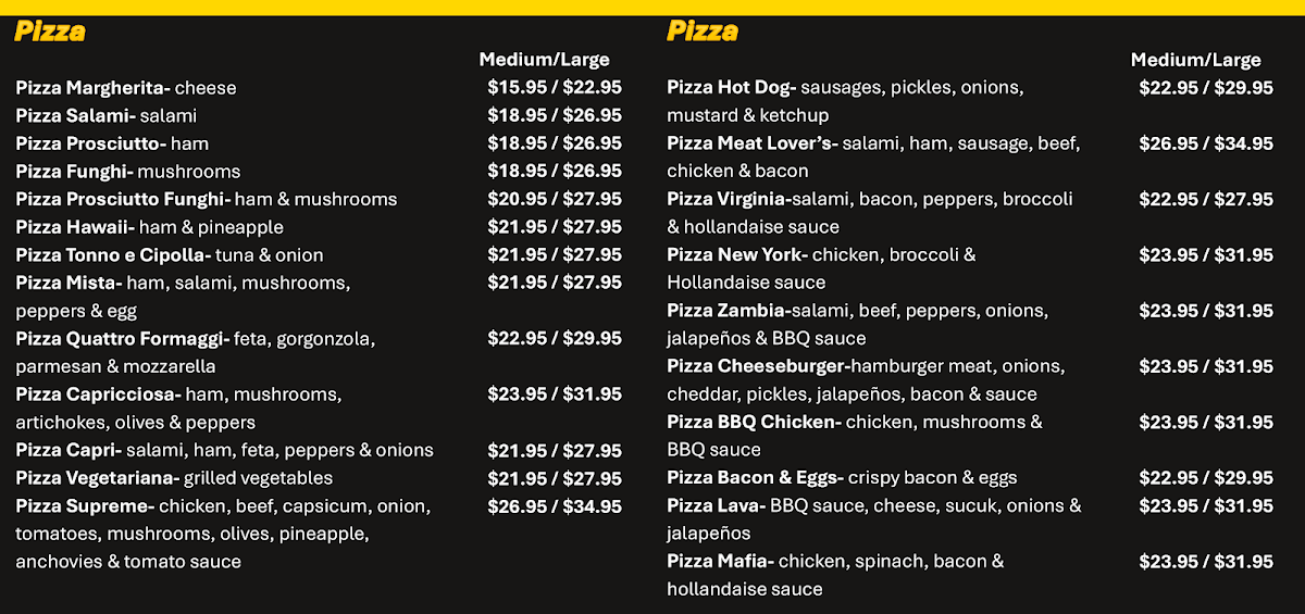 Menu, Golden Flame Pizza & Kebab & Burgers