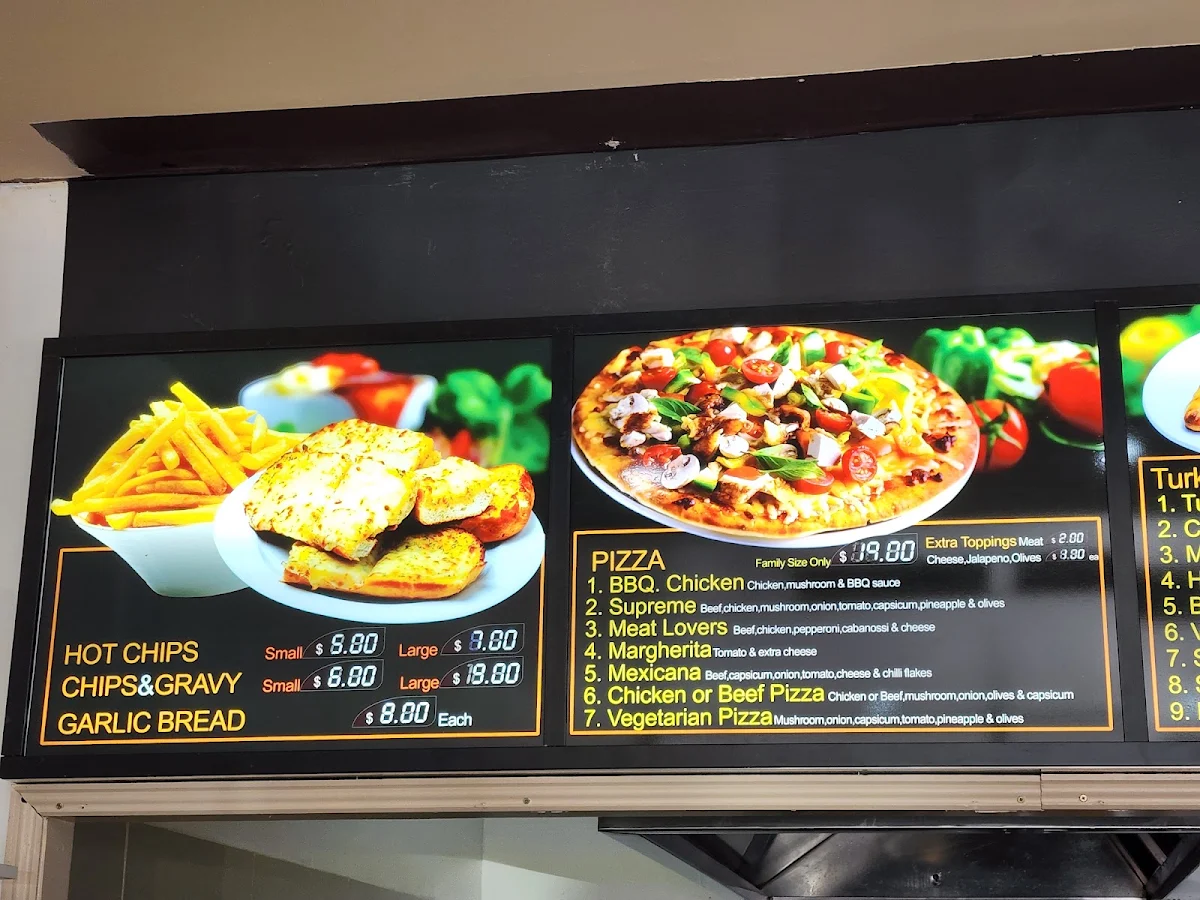 Menu, Golden Flame Pizza & Kebab & Burgers