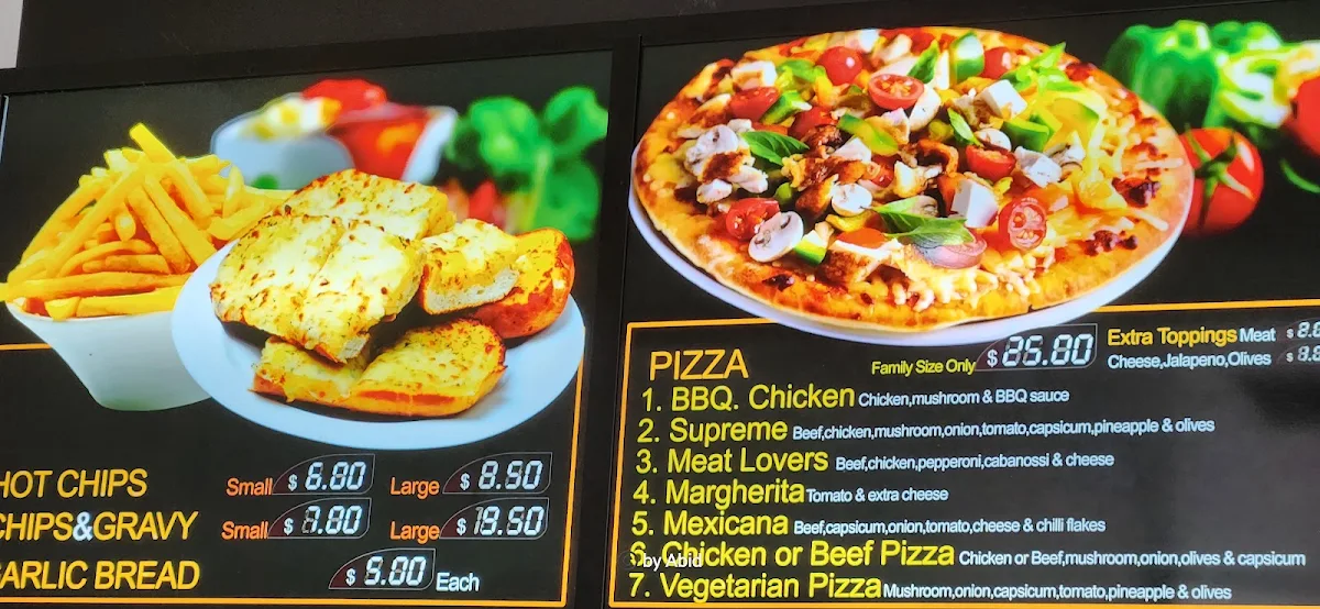 Menu, Golden Flame Pizza & Kebab & Burgers