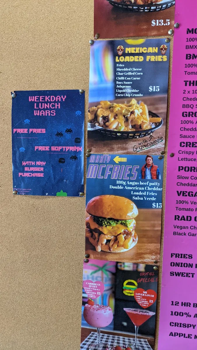 Menu, BMX Burgers