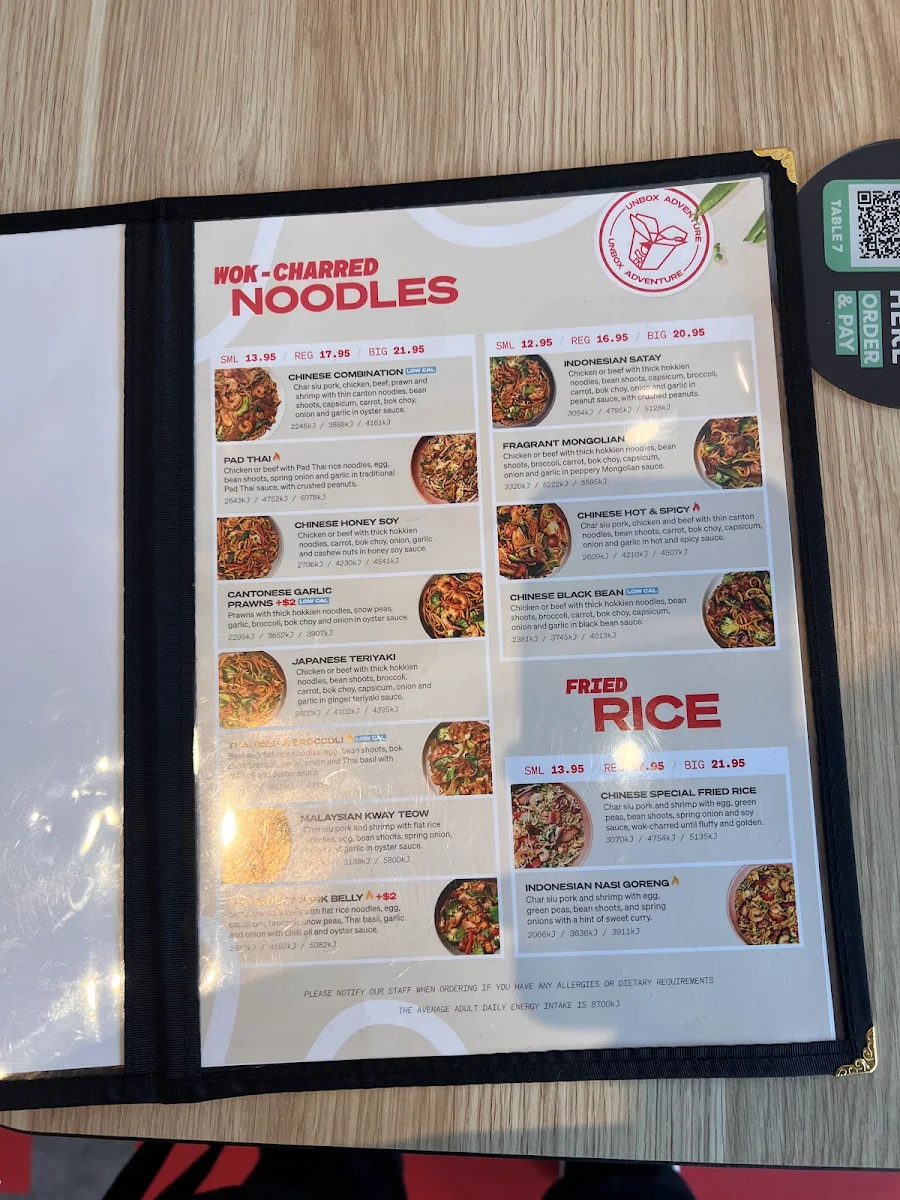 Menu, Noodle Box Tallawong