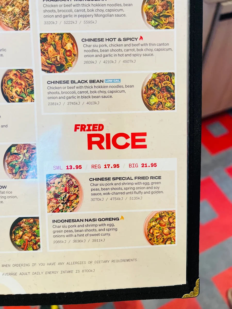 Menu, Noodle Box Tallawong