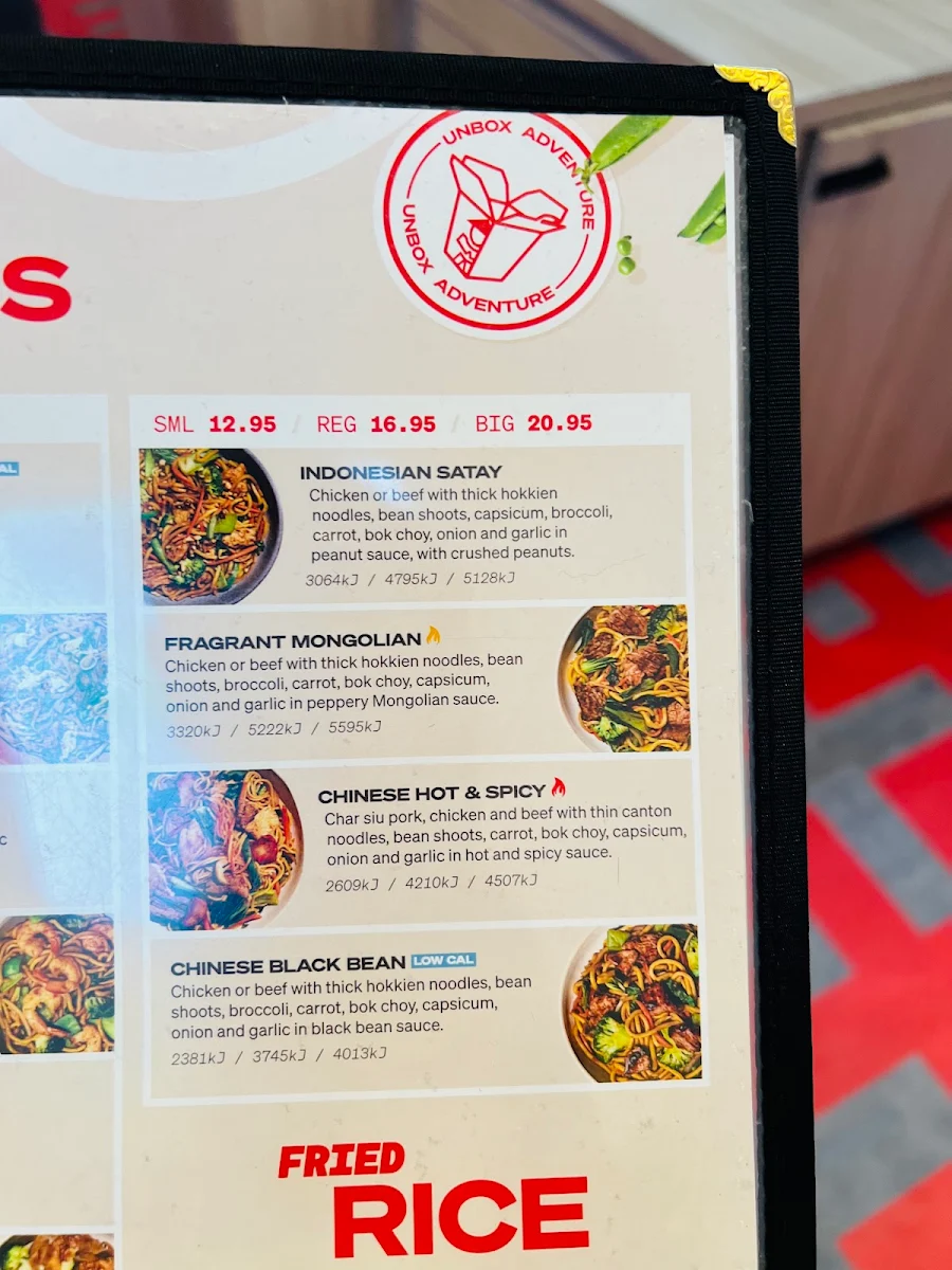 Menu, Noodle Box Tallawong