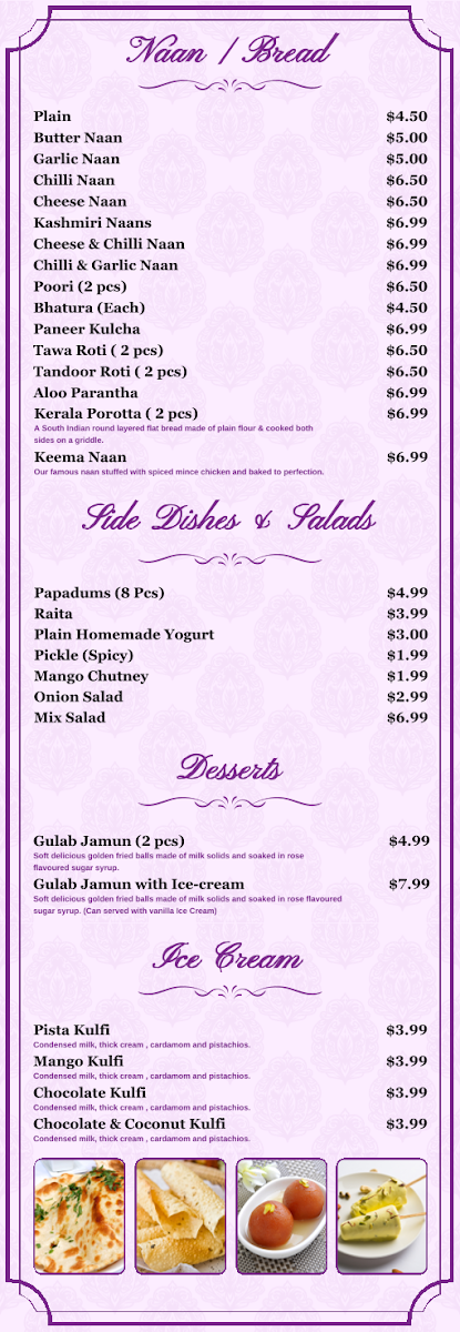 Menu, Festival India - Indian Restaurant and Banquet Hall