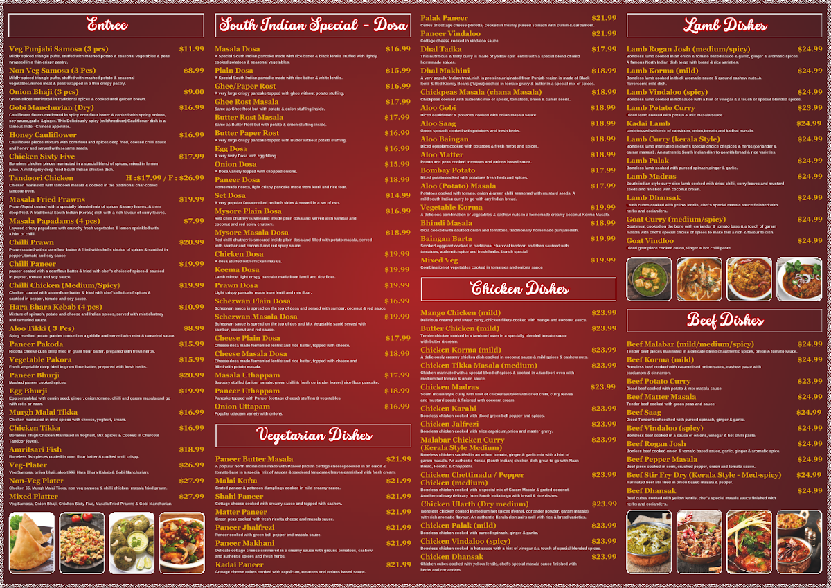 Menu, Festival India - Indian Restaurant and Banquet Hall