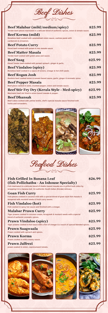 Menu, Festival India - Indian Restaurant and Banquet Hall