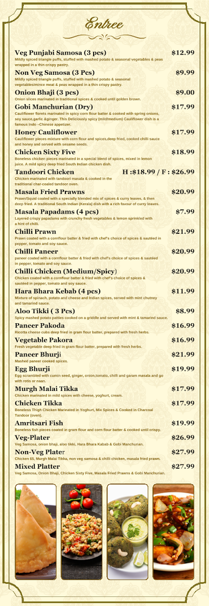 Menu, Festival India - Indian Restaurant and Banquet Hall