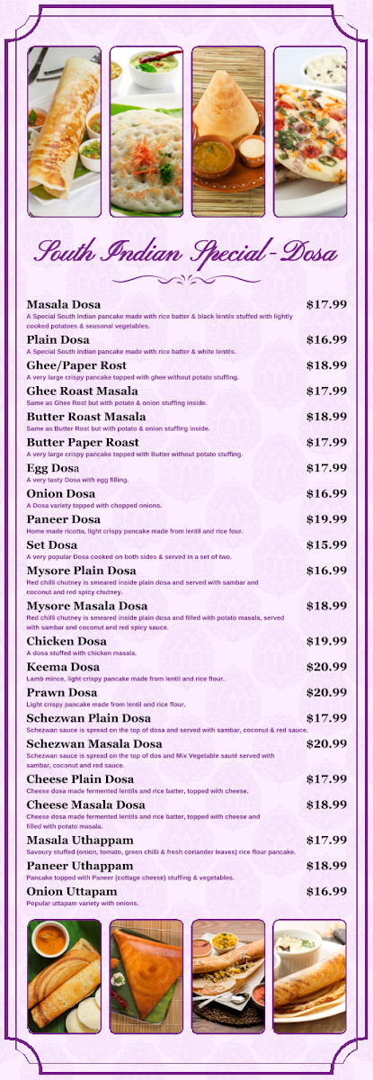 Menu, Festival India - Indian Restaurant and Banquet Hall