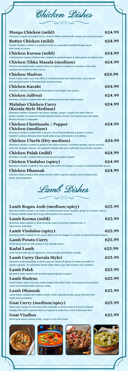 Menu, Festival India - Indian Restaurant and Banquet Hall