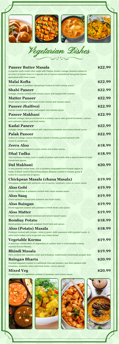 Menu, Festival India - Indian Restaurant and Banquet Hall