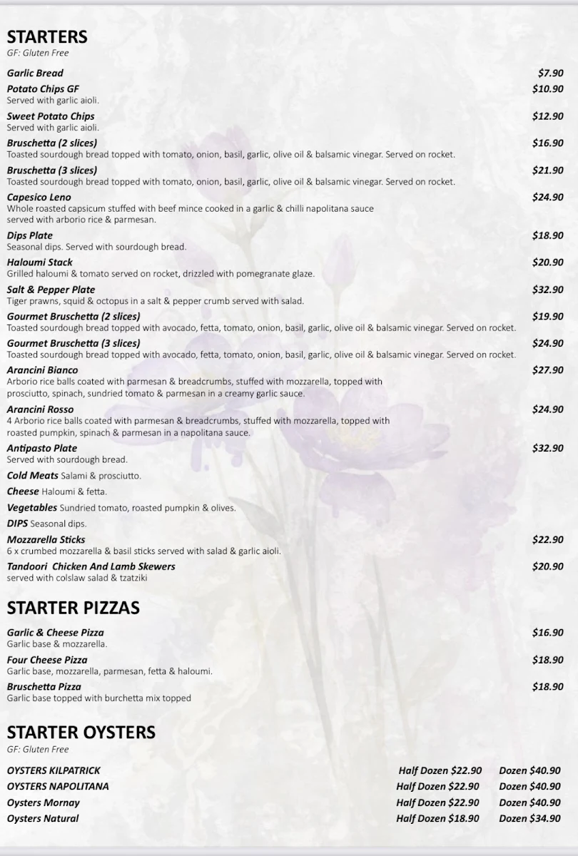 Menu, Purple Lounge (Food, Cocktail & Shisha Bar)