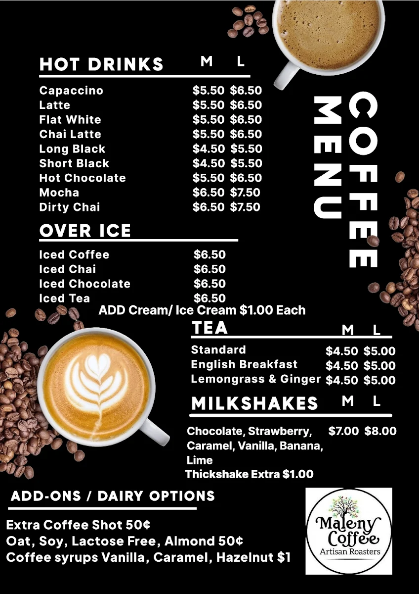 Menu, The Rustic Cafe Gin Gin