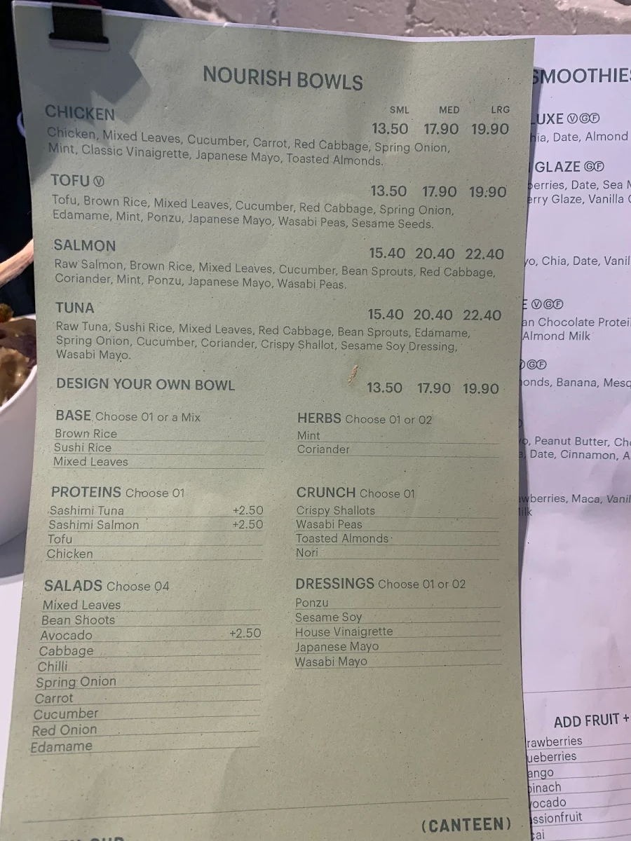 Menu, Green Cup Armadale