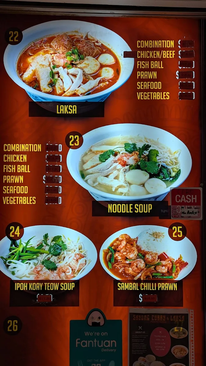 Menu, Sayong Curry and Laksa