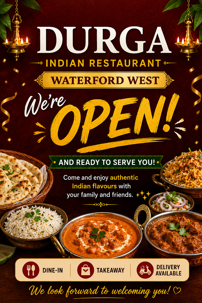 Menu, Durga Indian restaurant - Waterford West