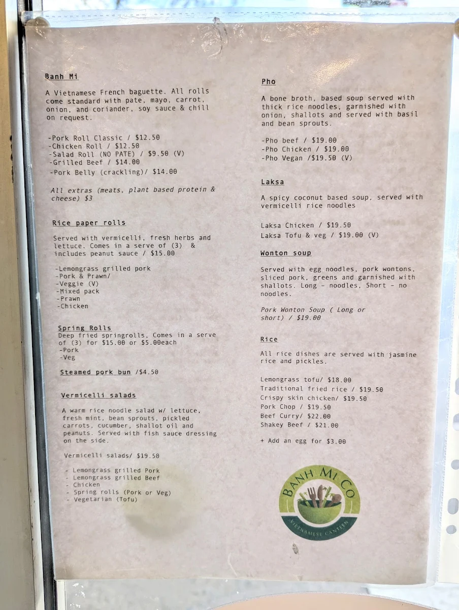 Menu, Banh Mi Co