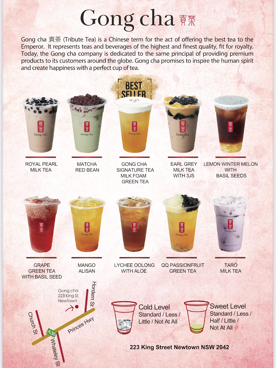 Menu, Gong Cha Newtown