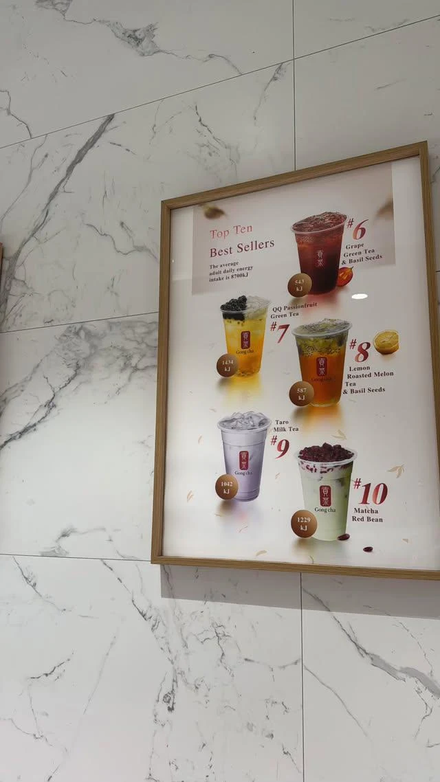 Menu, Gong Cha Newtown