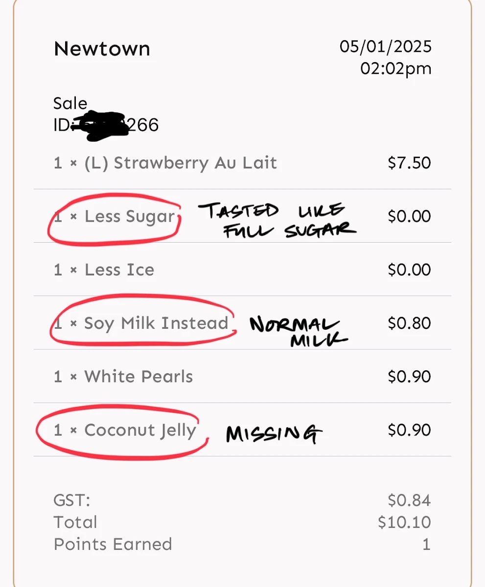 Menu, Gong Cha Newtown