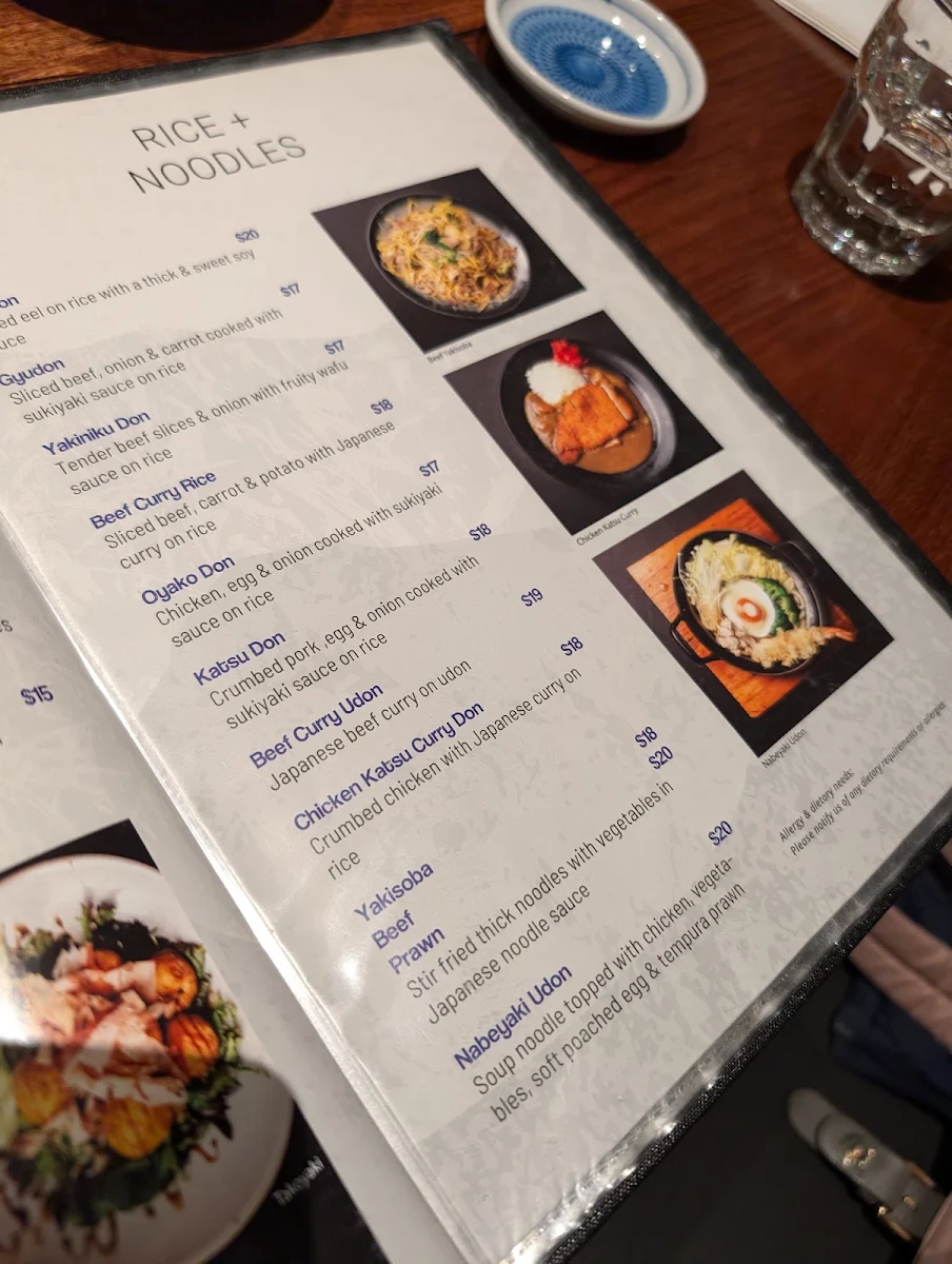Menu, Issho Japanese