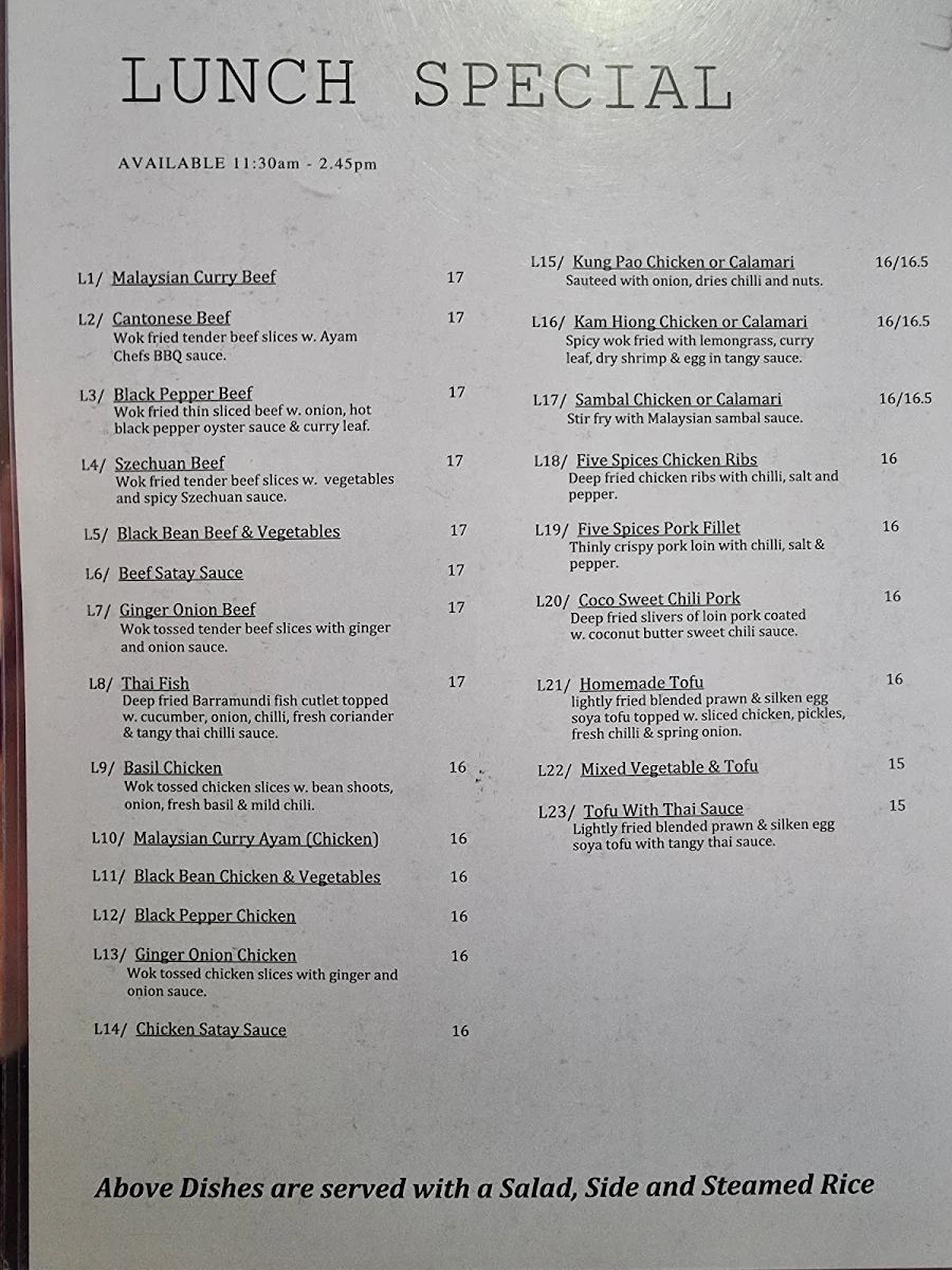 Menu, Ayam Chef