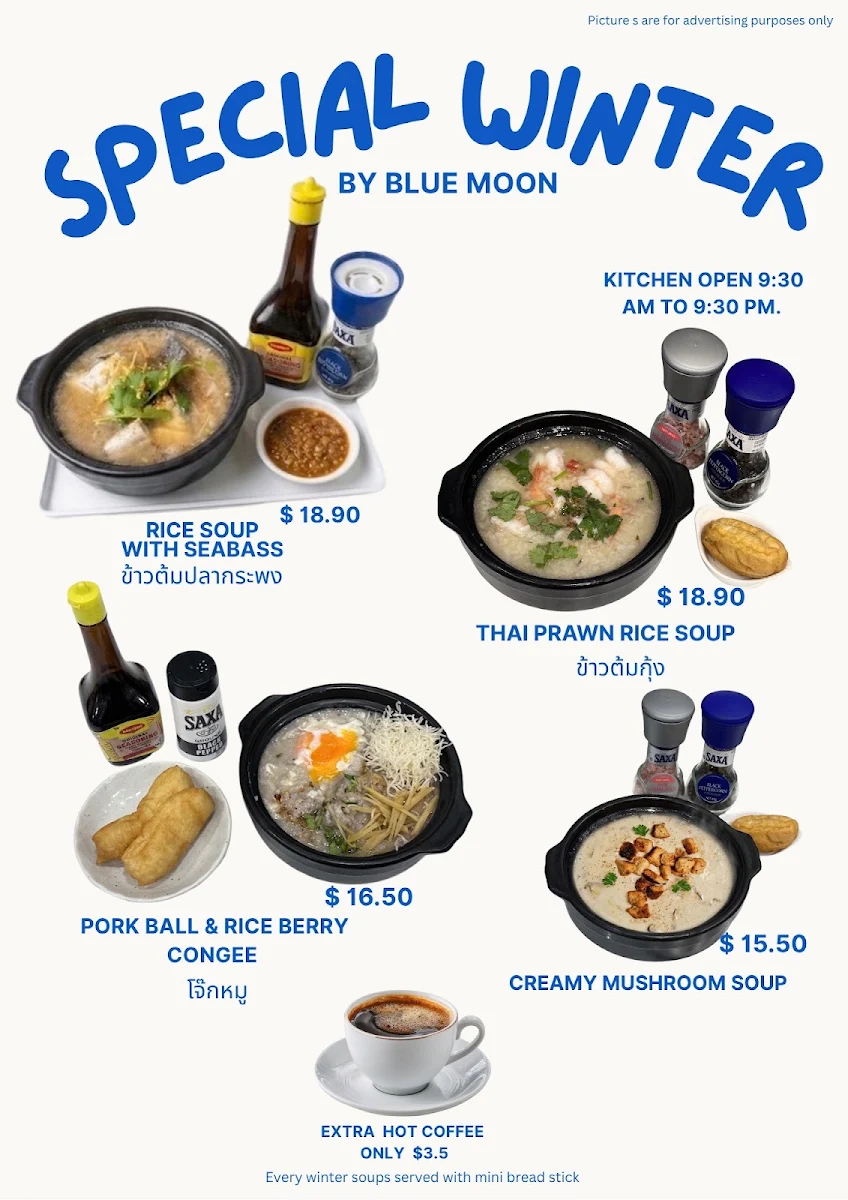 Menu, Blue Moon Cakes & Coffee Thai Cafe