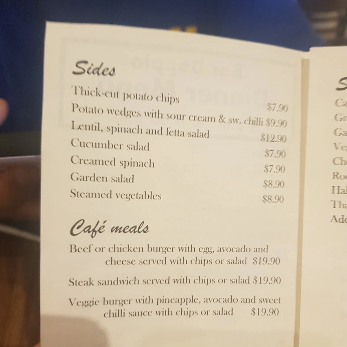 Menu, Bar Doppio