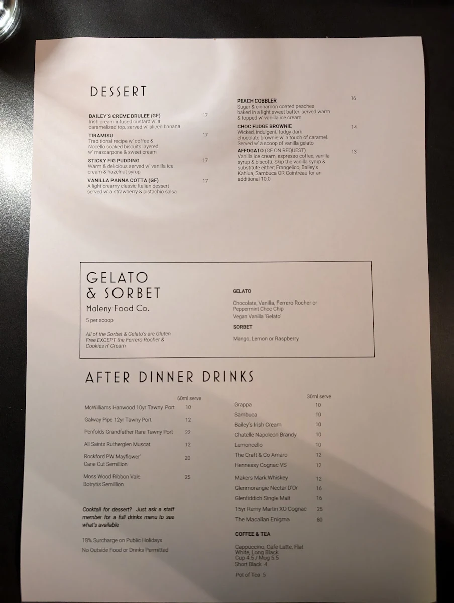 Menu, Amici Restaurant & Pizzeria