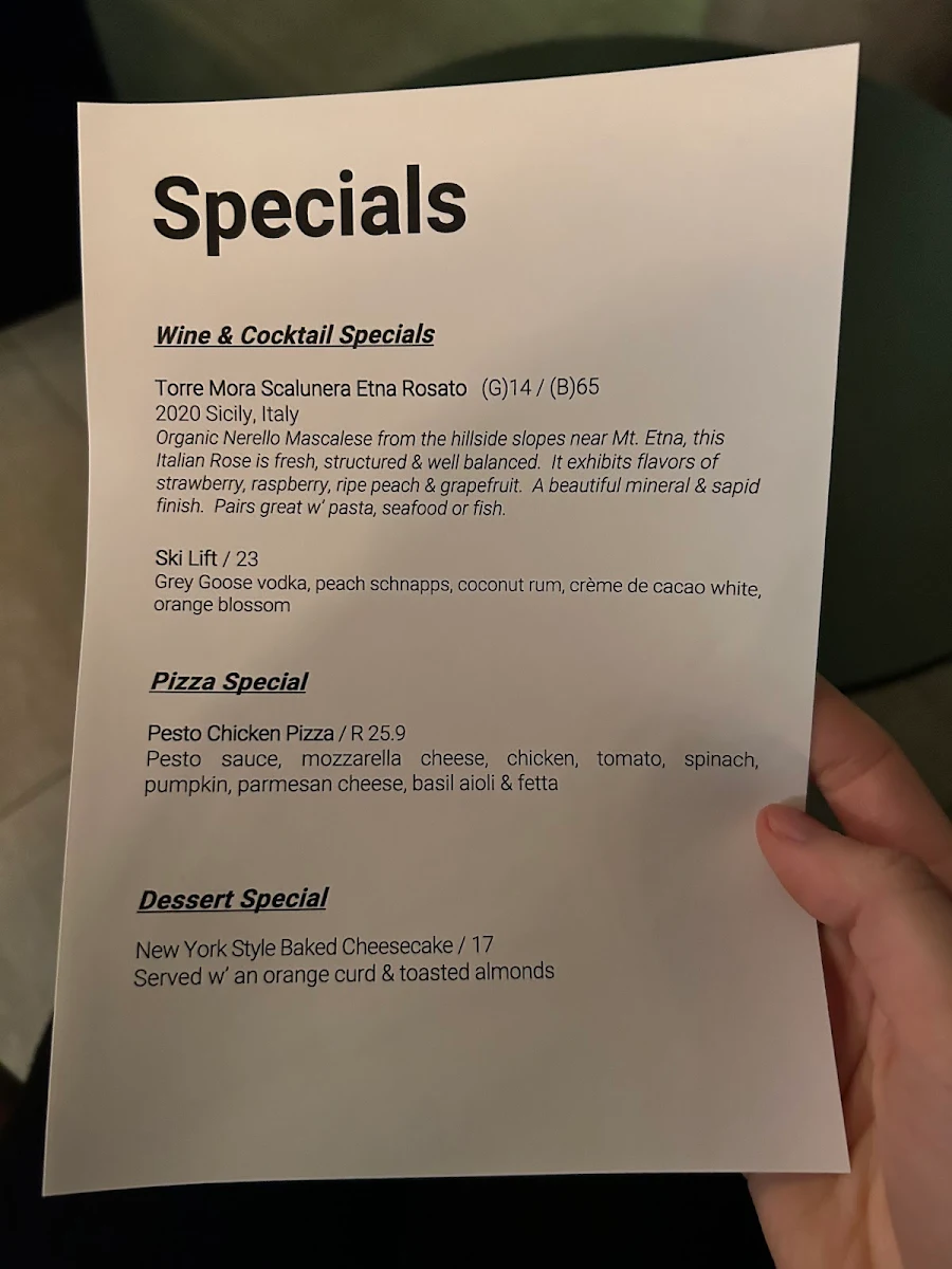 Menu, Amici Restaurant & Pizzeria
