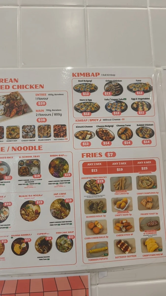Menu, Sinjeon