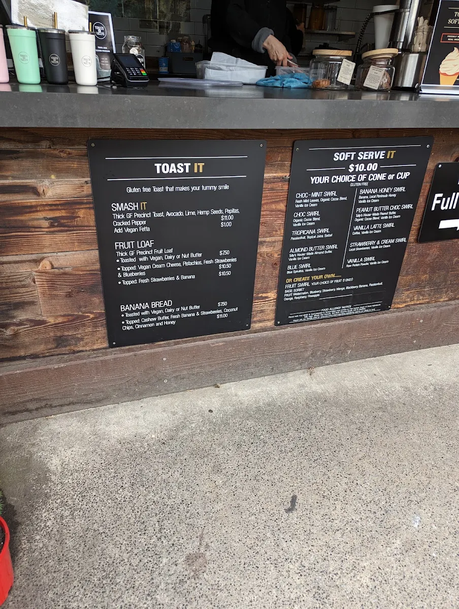 Menu, Tonics@Tullys Juice Bar