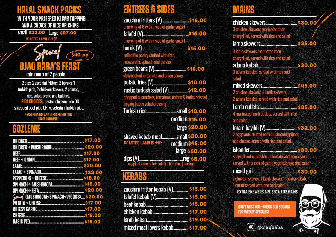 Menu, OJAQ BABA