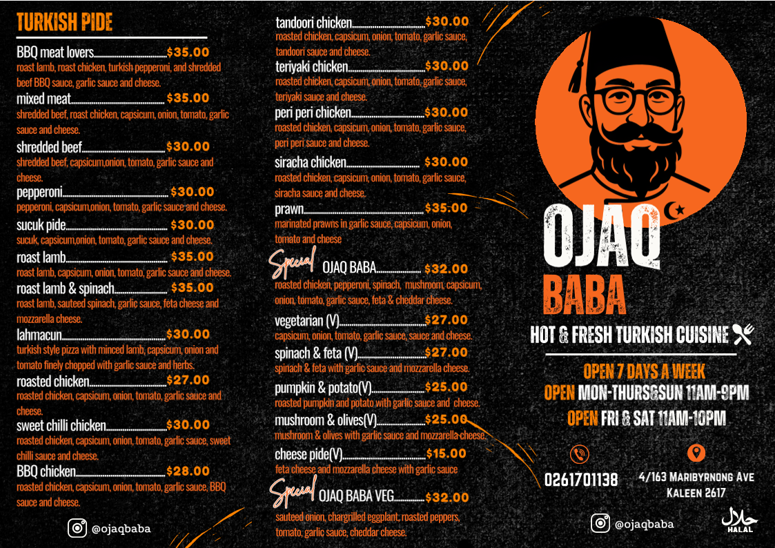Menu, OJAQ BABA