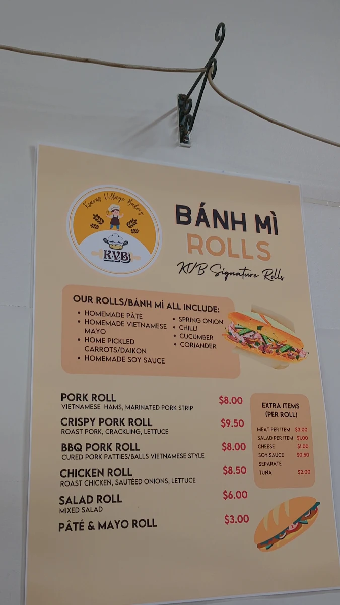 Menu, Kearns Village Bakery