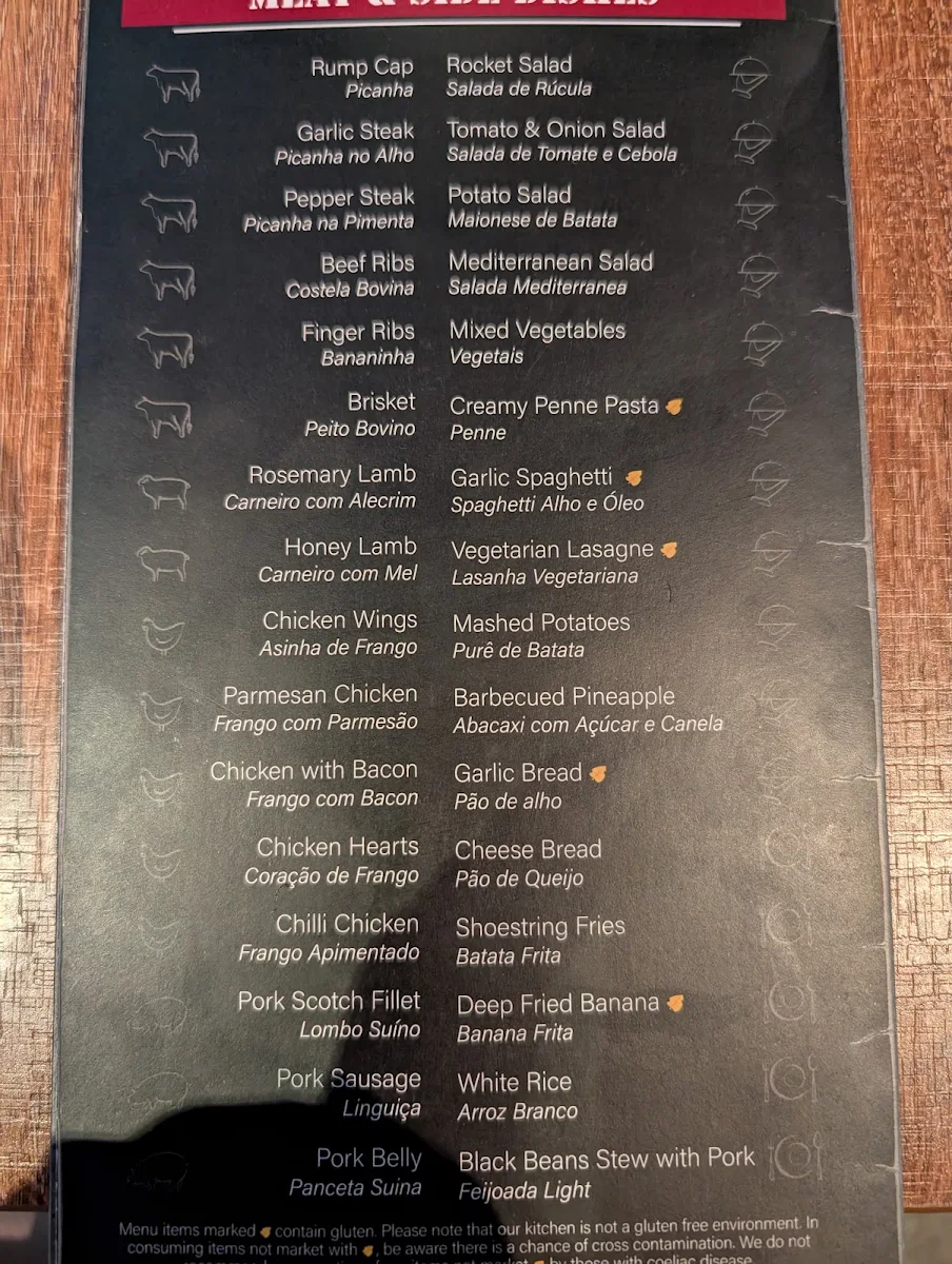 Menu, Lapa Brazilian Barbecue Subiaco