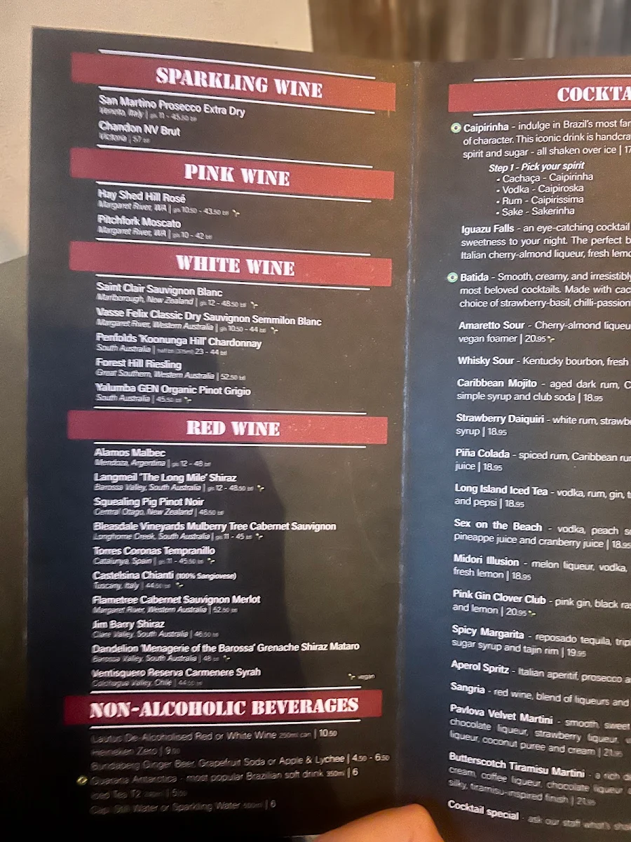 Menu, Lapa Brazilian Barbecue Subiaco