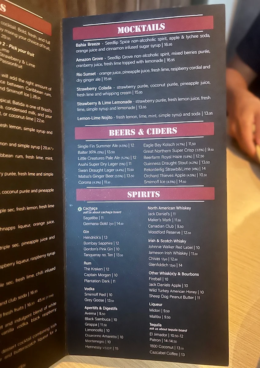 Menu, Lapa Brazilian Barbecue Subiaco
