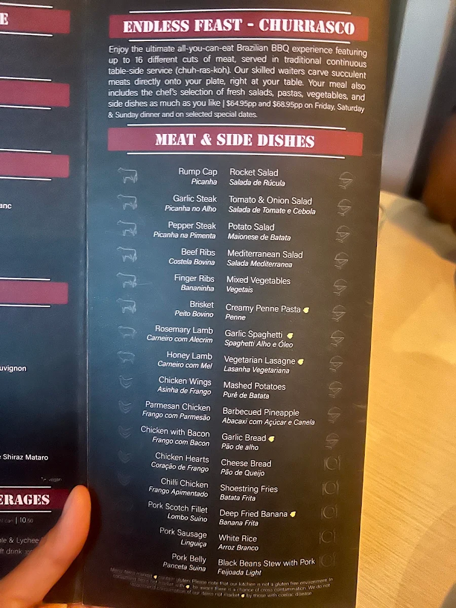 Menu, Lapa Brazilian Barbecue Subiaco