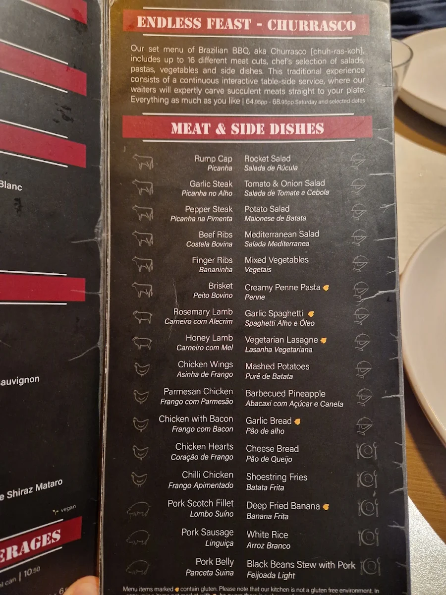 Menu, Lapa Brazilian Barbecue Subiaco